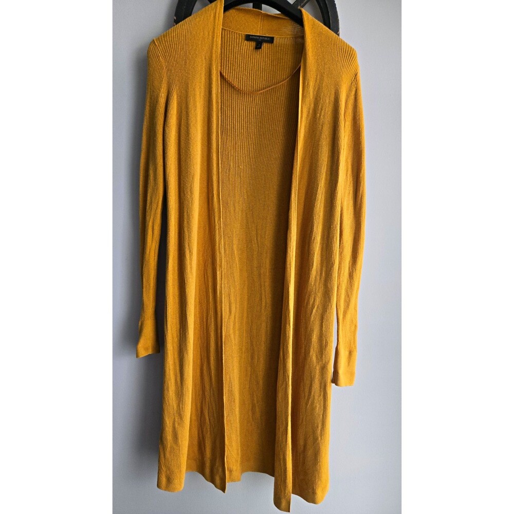 Banana Republic Yellow Rib-Knit Open Front V-Neck Cardigan Sweater Women's S